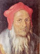 Albrecht Durer Portrat eines bartigen Mannes mit roter Kappe oil painting